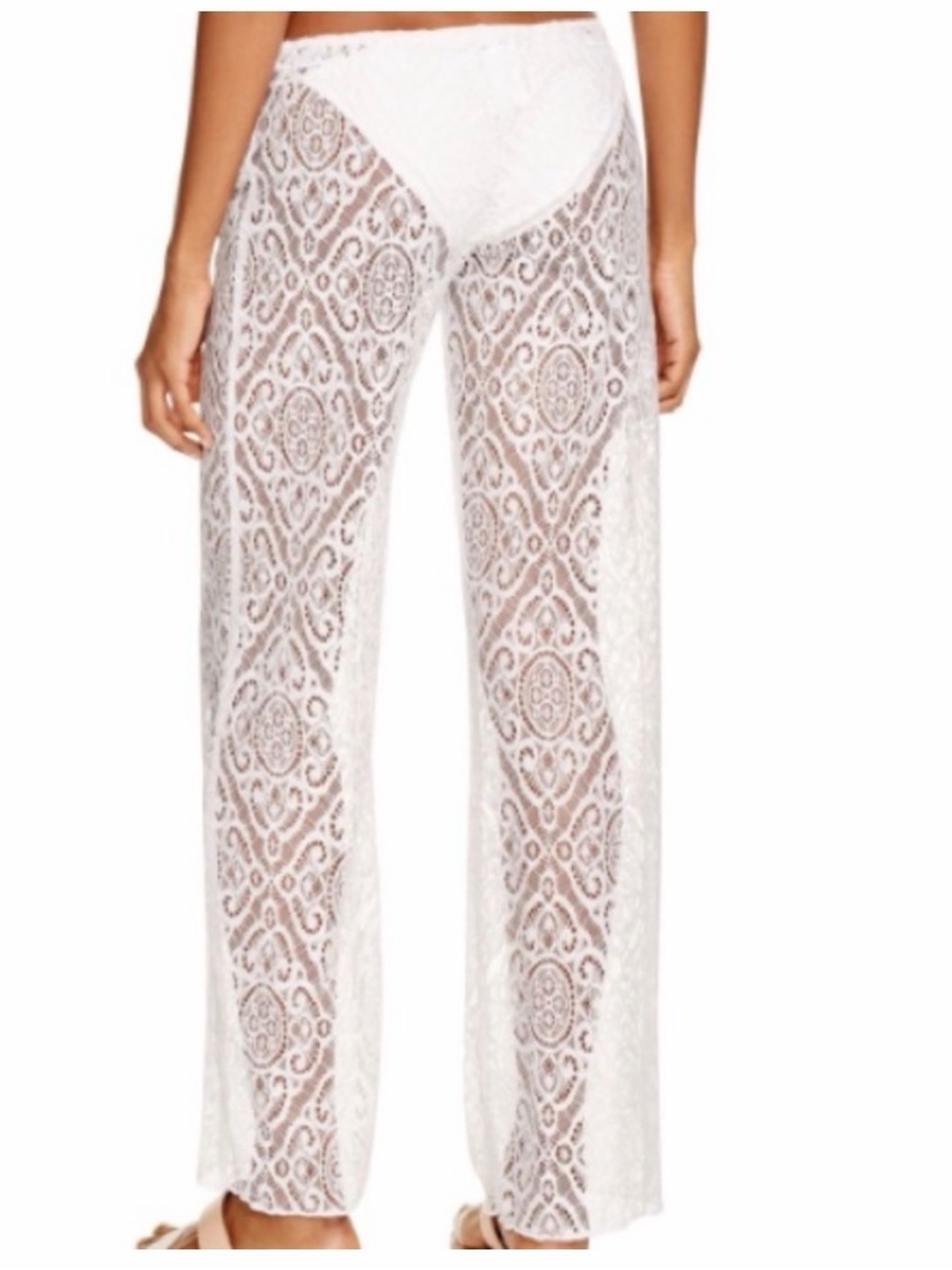 Becca by Rebecca Virtue White Lace Cover-Up Pants size medium - Picture 5 of 6